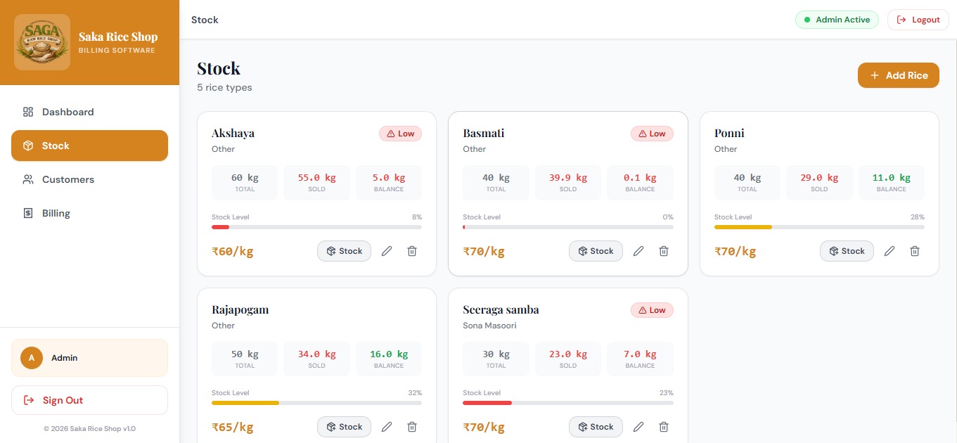 Stock management screen